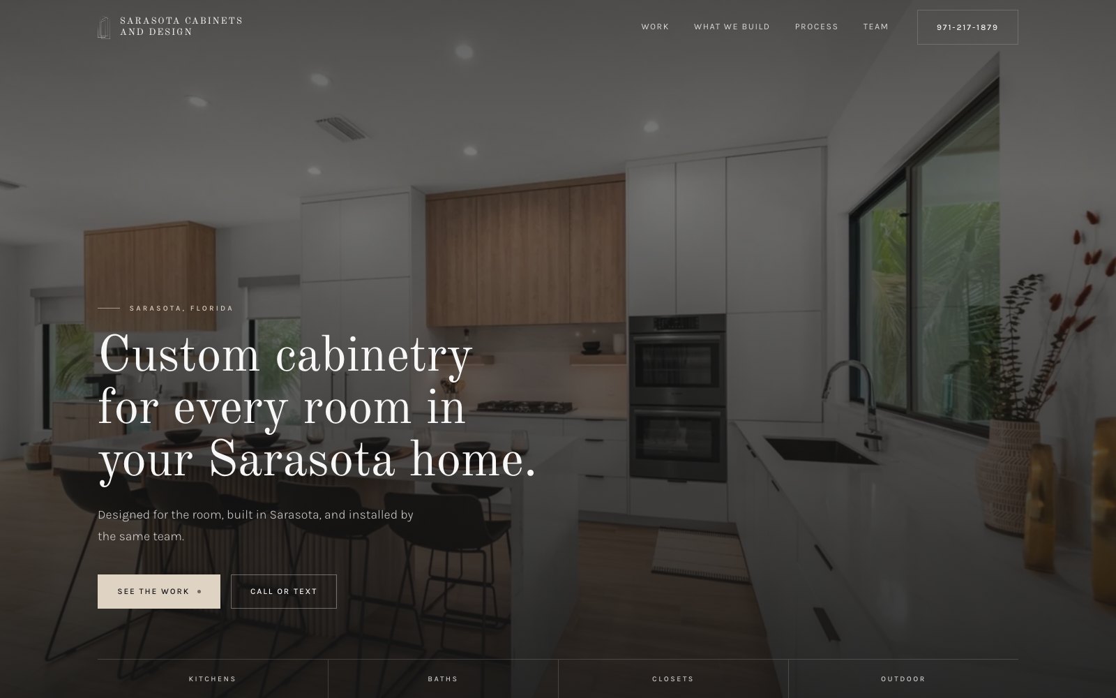 The new Sarasota Cabinets and Design homepage concept