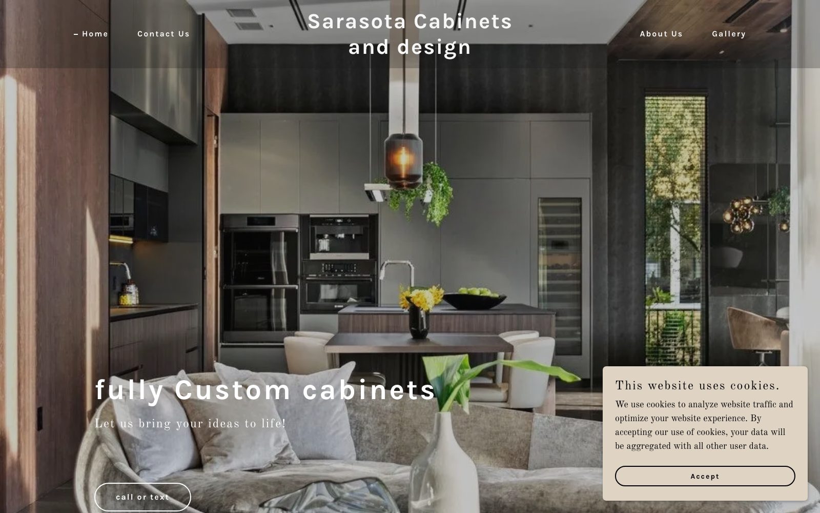 The current sarasotacabinetsanddesign.com homepage