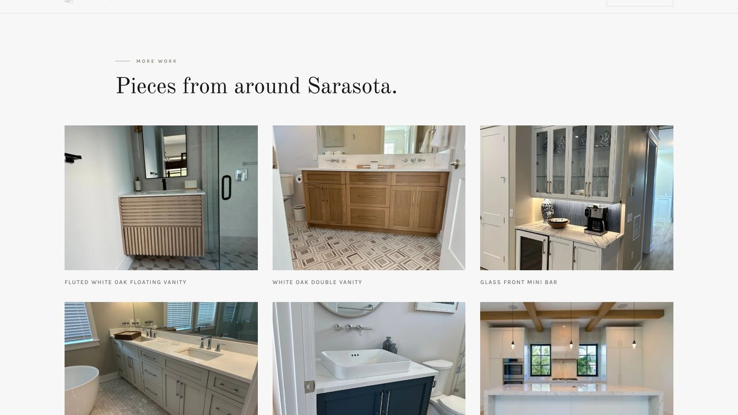 The gallery of finished pieces on the new homepage