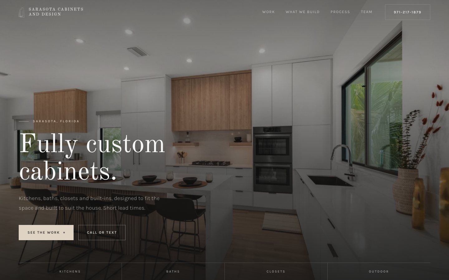 The new Sarasota Cabinets and Design homepage concept